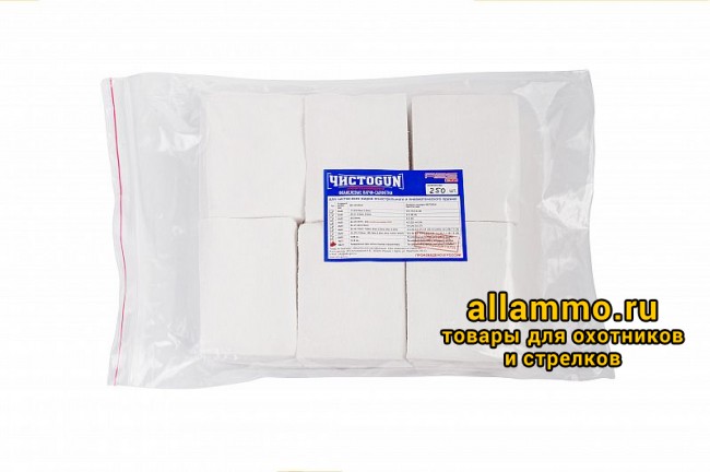 2a592300c1d625c4b0e7d09a64610ae2.jpg Патчи ЧИСТОGUN фланель, универсальный, прямоугольник 100х75 мм, 250 шт., белый (CH-100x75/250)