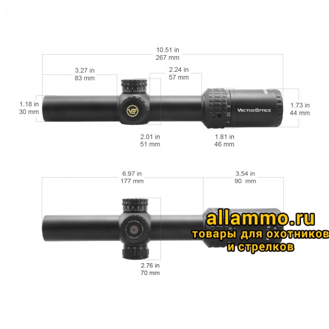 Оптический прицел Vector Optics Aston 1-6x24 SFP кольца 30мм