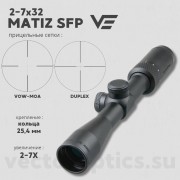 Оптический прицел Vector Optics Matiz 2-7x32 SFP MOA кольца 25,4мм