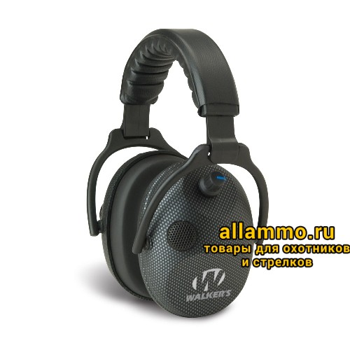 24041 (AMCARB) Активные наушники Alpha Power Muff с 2-мя микрофонами, цвет корпуса - карбон, Walker`s (США)
