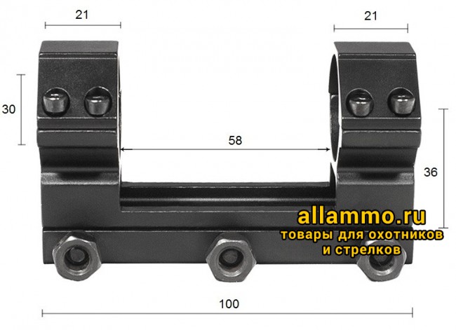 72590.5000.jpg Моноблок с кольцами 30 мм на планку weaver с упором FT-M-A085