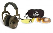 (PMA4LG) Набор для стрелка: активные наушники Alpha Power Muff  Black + очки с 4 сменными цветными линзами,  Walker`s (США)
