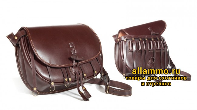 Ягдташ Вектор из натуральной кожи с патронташем 12-16 калибр (3-18)