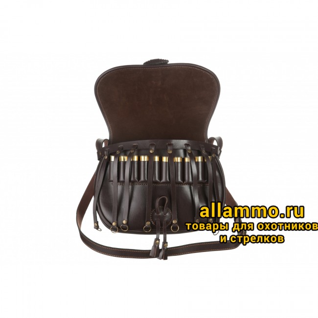 Ягдташ Вектор из натуральной кожи с патронташем 12-16 калибр (3-18)