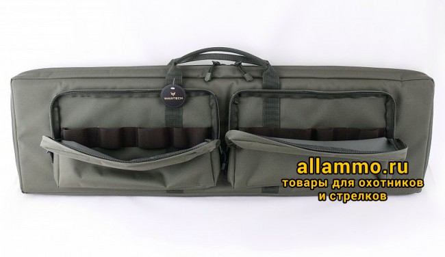 4ea2ed45d035a565a6be4aec9e9f0d01.jpg (А-9-1) Кейс VEKTOR из капрона, крепление "молле" с двумя карманами под магазины черный/зеленый