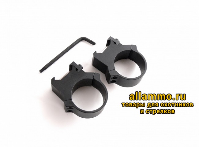 кольца небыстросъемные PRW 30мм. на Weaver/Picatinny, высокие, матовые, металл, 226гр.