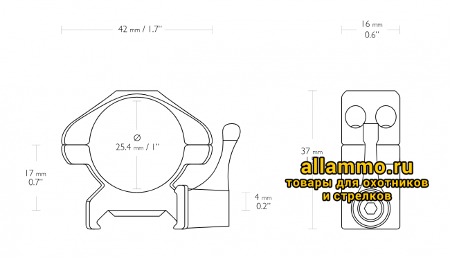23010 23010 Быстросъемные кольца Hawke 26мм на Weaver низкие ВН=4мм