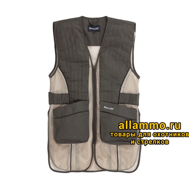 Стрелковый жилет Allen ACE размер XL/2XL, для левшей и правшей, плечевые накладки, накладные карманы, цвет хакки