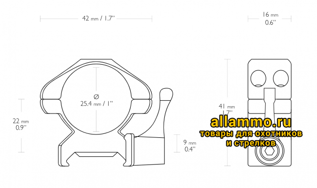 23011 23011 Быстросъемные кольца Hawke 26 мм на Weaver средние ВН=9мм