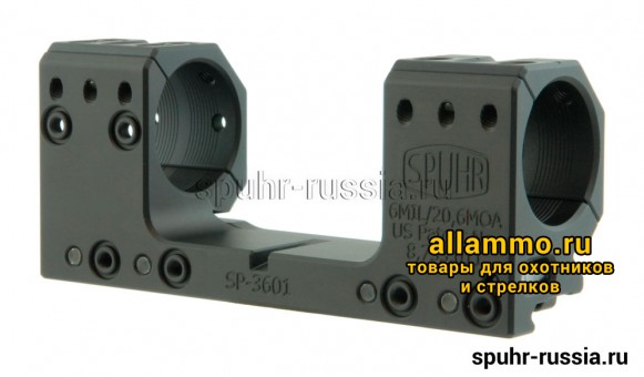 SP-3601 Единое основание SPUHR с кольцами 30 мм для установки на picatinny, наклон 6 MIL/ 20,6 MOA Швеция