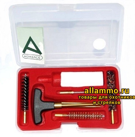 Набор для чистки NIMAR пистолетный, калибр 4,5 мм, в пластиковой коробке, шомпол металлический из 2 частей, 3 ёршика, вишер, салфетки