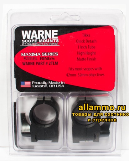 Крепления Warne TIKKA 1 дюйм- QD High 2TLM Крепления Warne (кольца 25,4мм) на TIKKA высокие QD High 2TLM