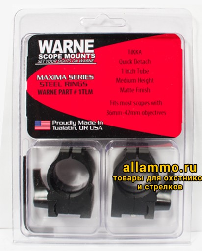 Крепления Warne (кольца 25,4мм) на TIKKA средние QD Medium 1TLM