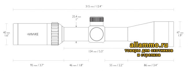 14120 Оптический прицел Hawke Vantage 3-9x40 с кольцами на планку 9-11мм