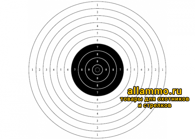 Мишень №9 для пневматических пистолетов 10 м 