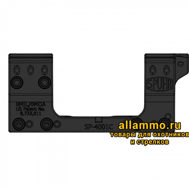 Тактический кронштейн SPUHR D30мм для установки на Picatinny, H38мм, без наклона (SP-3002)