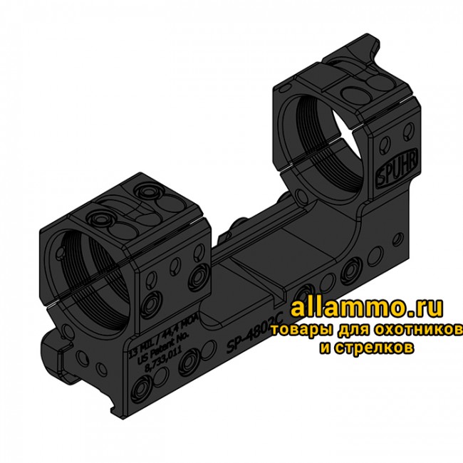Монтажная область 1 копия SP-4802 Единое основание SPUHR с кольцами 34 мм для установки на picatinny, наклон 13 MIL/44,4 MOA Швеция